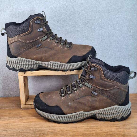 Merrell ForestBound Mid WP Men\'s 10.5 44.5 Waterproof Hiking Boots Brown Leather main image 12